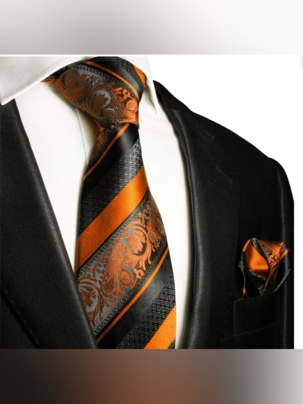New Paul Malone Red Line Silk Tie and Marching Pocket Square